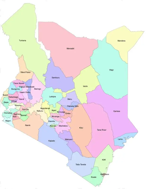 Counties In Kenya From Largest To Smallest